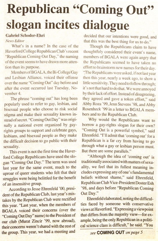 Republican "Coming Out" slogan incites dialogue Republican "Coming Out" slogan incites dialogue