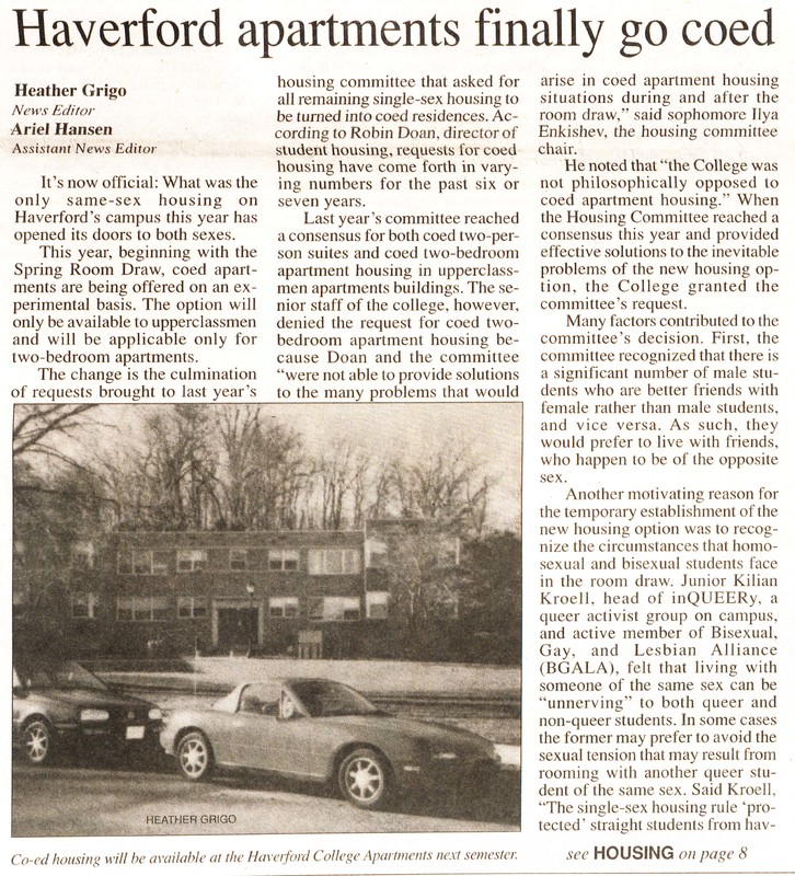 Haverford apartments finally go coed Haverford apartments finally go coed