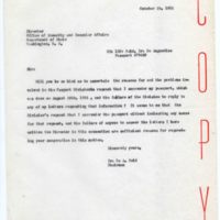 Copy of letter to Director, Office of Security and Consular Affairs, United States Department of State, October 26, 1952
