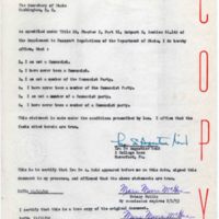 Notarized Affirmation of Uninvolvement With Communist Party
