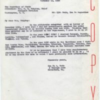 Copy of Letter to R. B. (Ruth B.) Shipley, November 13, 1952