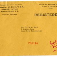 Envelope sent to Ira De. A. Reid, December 3, 1953