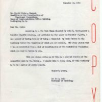 Copy of letter to Harold Keele, Counsel Committee on the Investigation of Tax-Exempt Foundations, United States House of Representatives, December 26, 1952