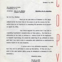 Copy of Letter to R. B. (Ruth B.) Shipley, November 10, 1952