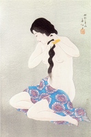 Combing Her Hair, from the series 'Three Beauties by Shunsen'