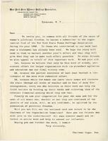 New York State Woman Suffrage Association Organization Committee form letter