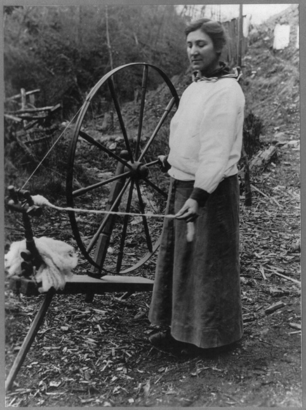 "Grandma's spinning wheel helps reduce high cost of living"<br />
