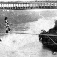Maria Spelterini crossing Whirlpool Rapids on rope