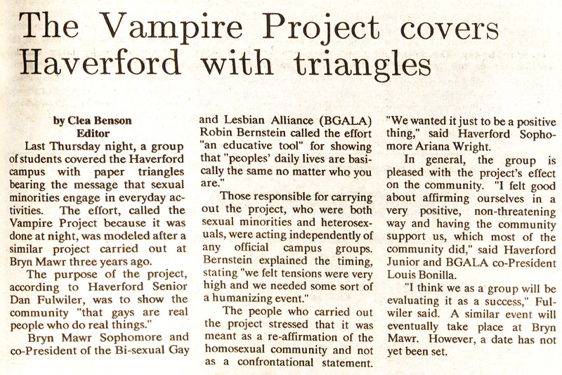 The Vampire Project covers Haverford with triangles 