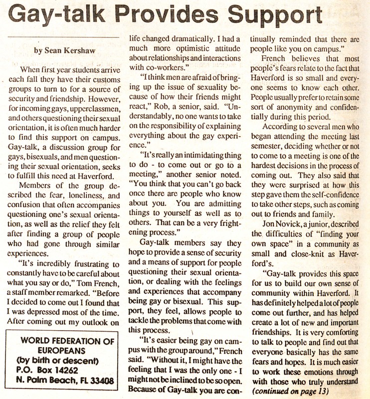 Gay-talk Provides Support 