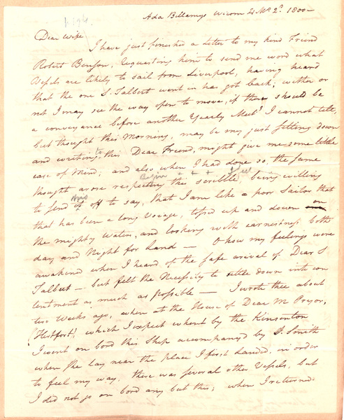 Letter from Thomas Scattergood to Sarah Scattergood
